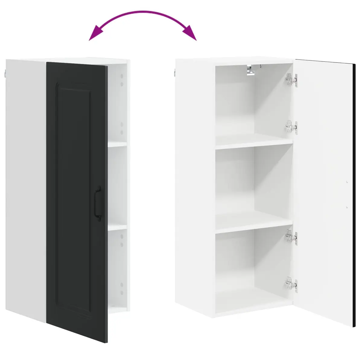 Black Engineered Wood Kitchen Storage Cabinet