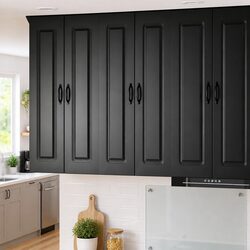 Elegant Black Engineered Wood Kitchen Cabinet