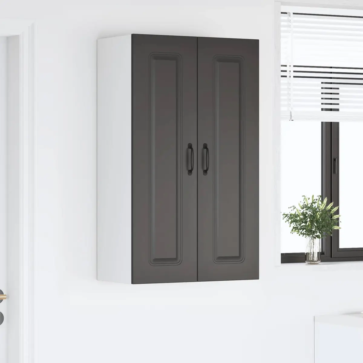 Black Engineered Wood Kitchen Cabinet