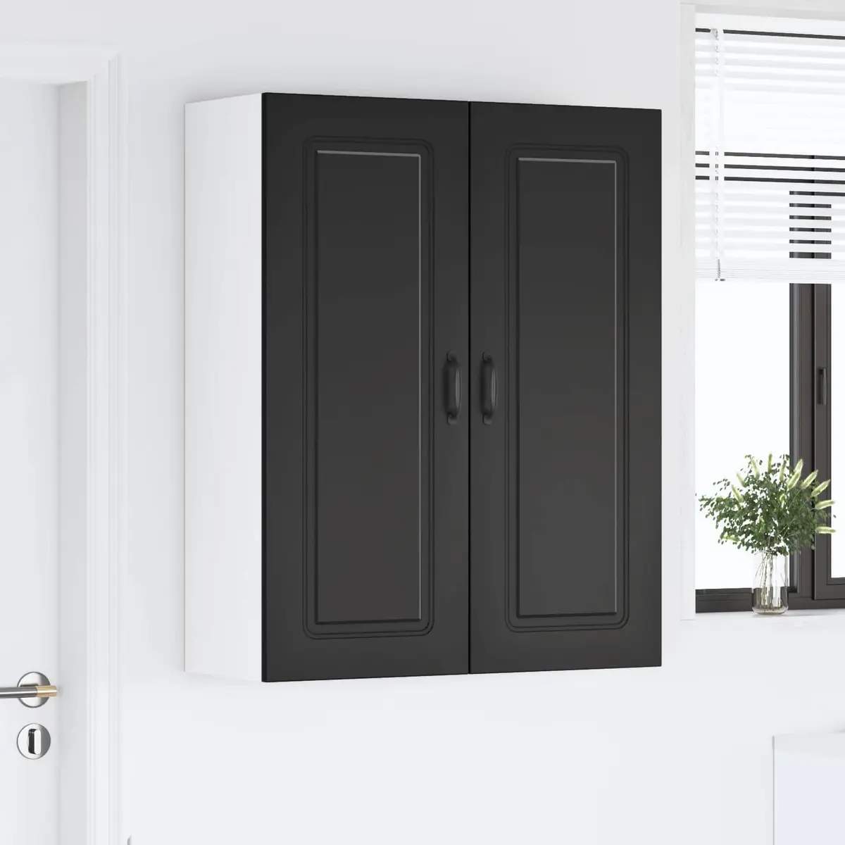 Black Engineered Wood Kitchen Cabinet