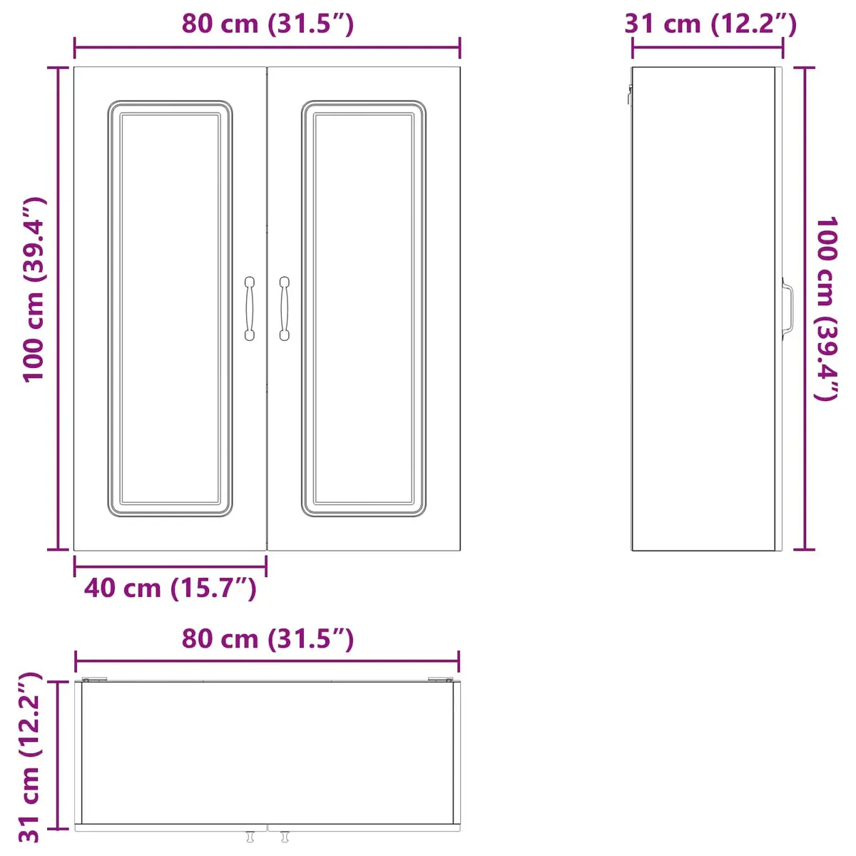 Dishwasher Panel Kitchen Cabinet High Gloss White Storage Cupboard 80x31x100cm