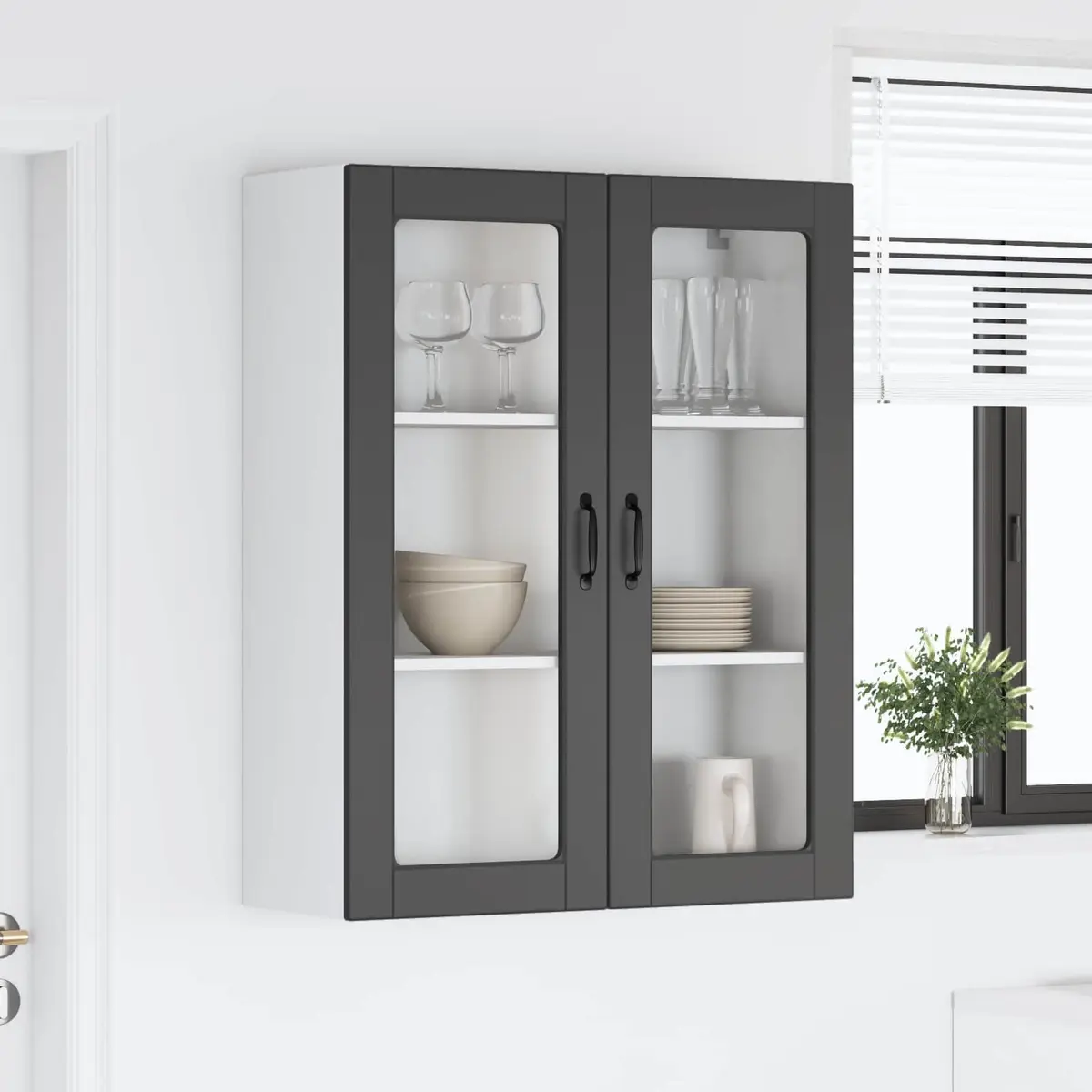 Black Engineered Wood Kitchen Cabinet with Dishwasher Panel