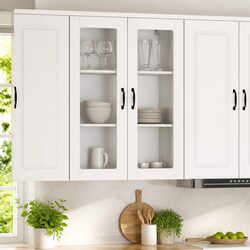 High Gloss White Kitchen Cabinet with Storage