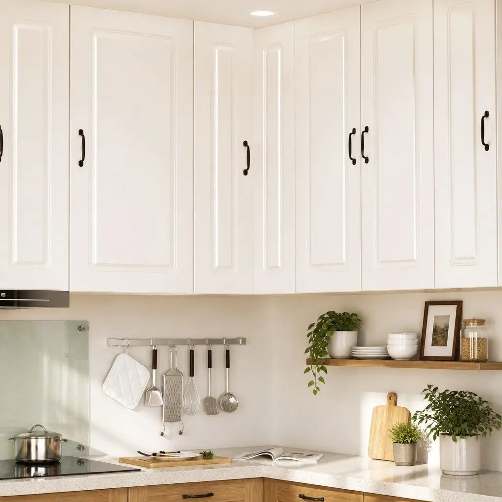 White Engineered Wood Kitchen Cabinet for Storage