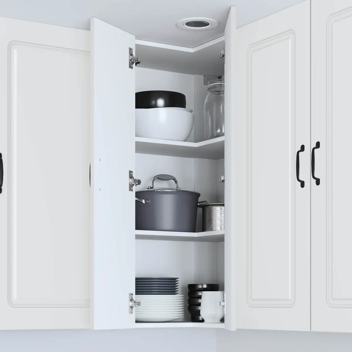 White Engineered Wood Kitchen Cabinet for Storage
