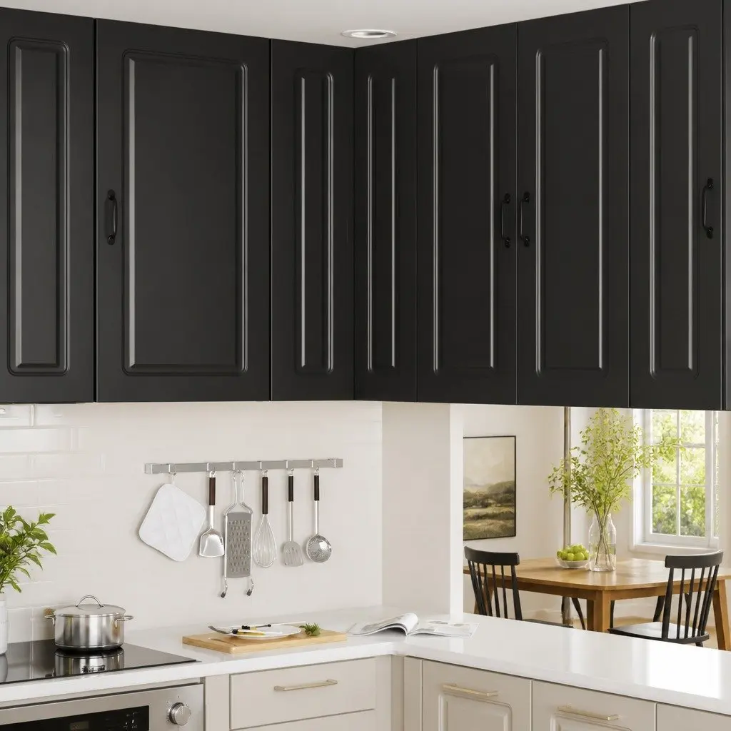 Black Engineered Wood Dishwasher Panel Cabinet