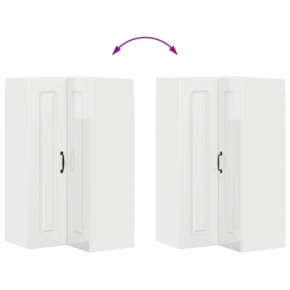 Kitchen Cabinet High Gloss White 57x57x100cm Engineered Wood Storage Furniture