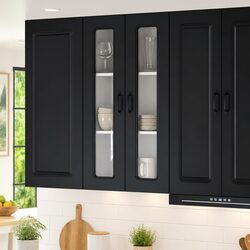 Black Engineered Wood Kitchen Cabinet for Organized Storage