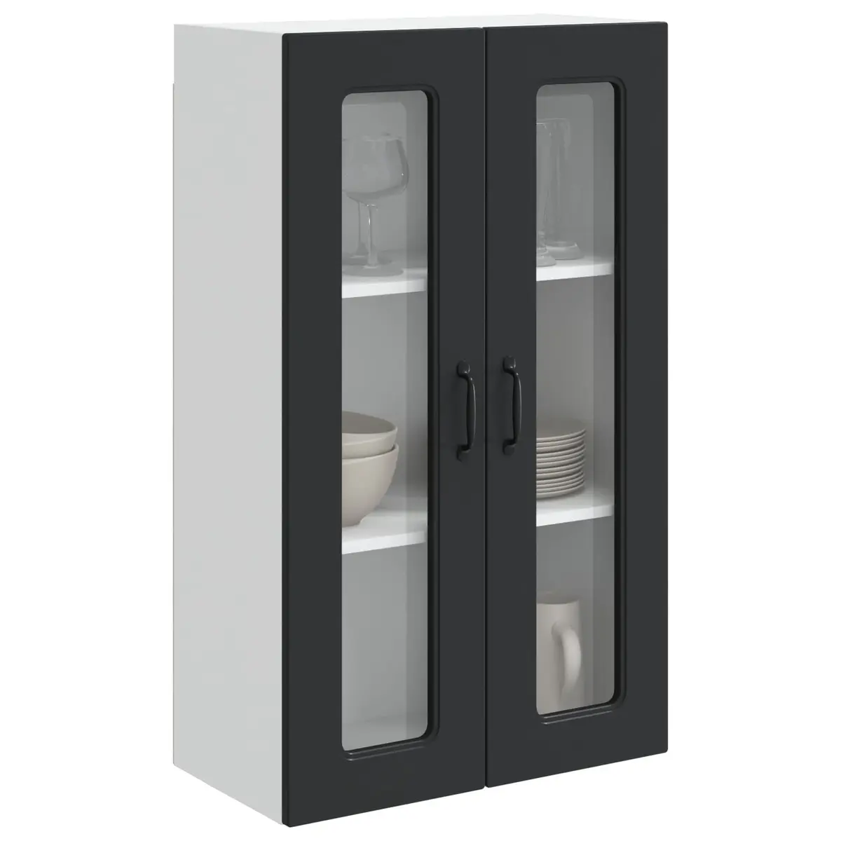 Black Engineered Wood Kitchen Cabinet for Organized Storage