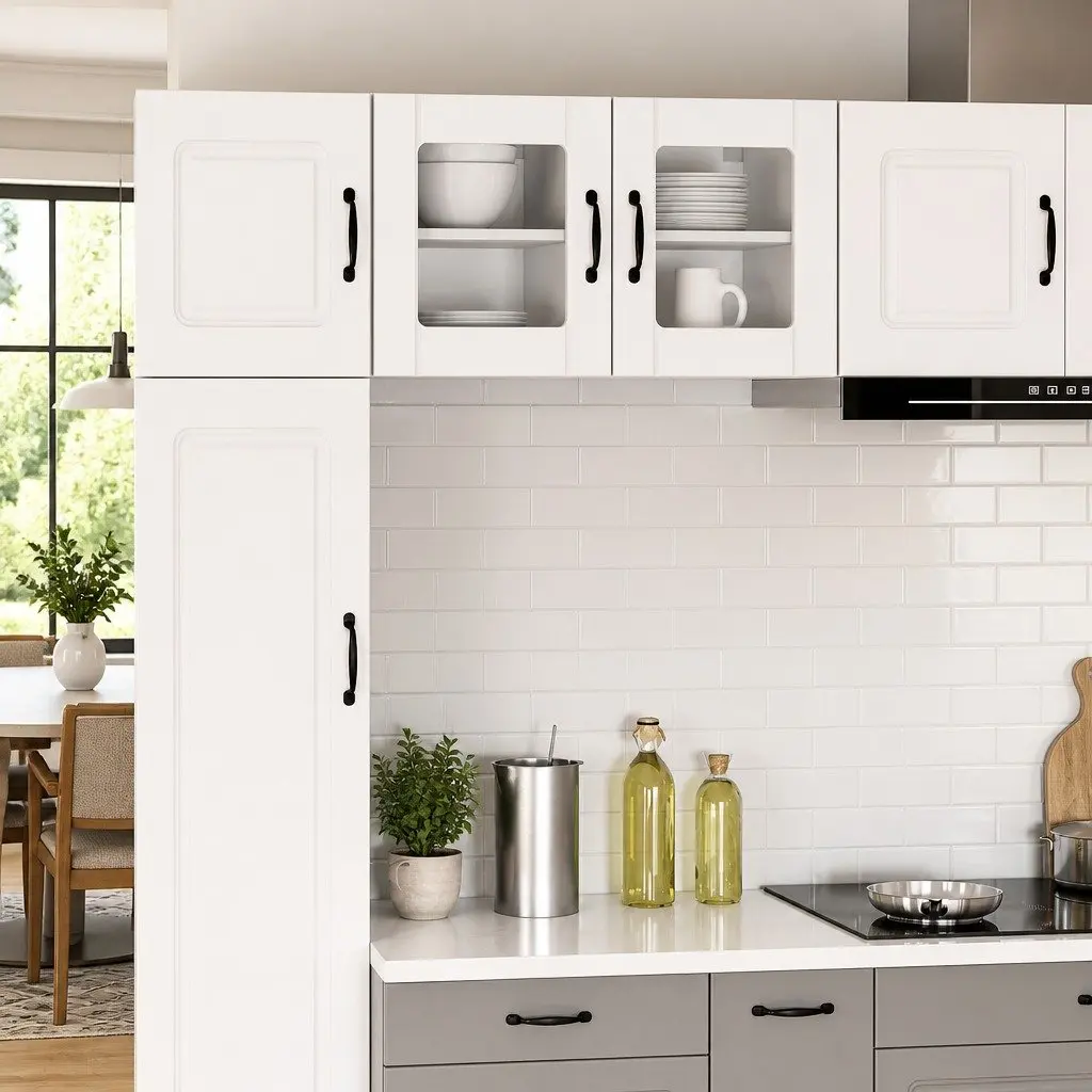 Wall Glass Cabinet White 40x31x40cm Engineered Wood Modern