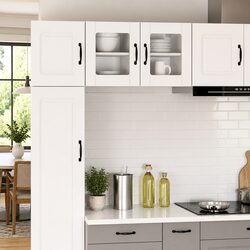 White Wall Glass Cabinet for Modern Kitchen Storage