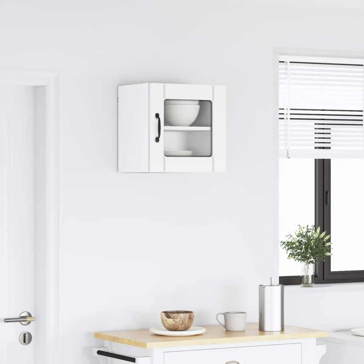 Wall Glass Cabinet White 40x31x40cm Engineered Wood Modern