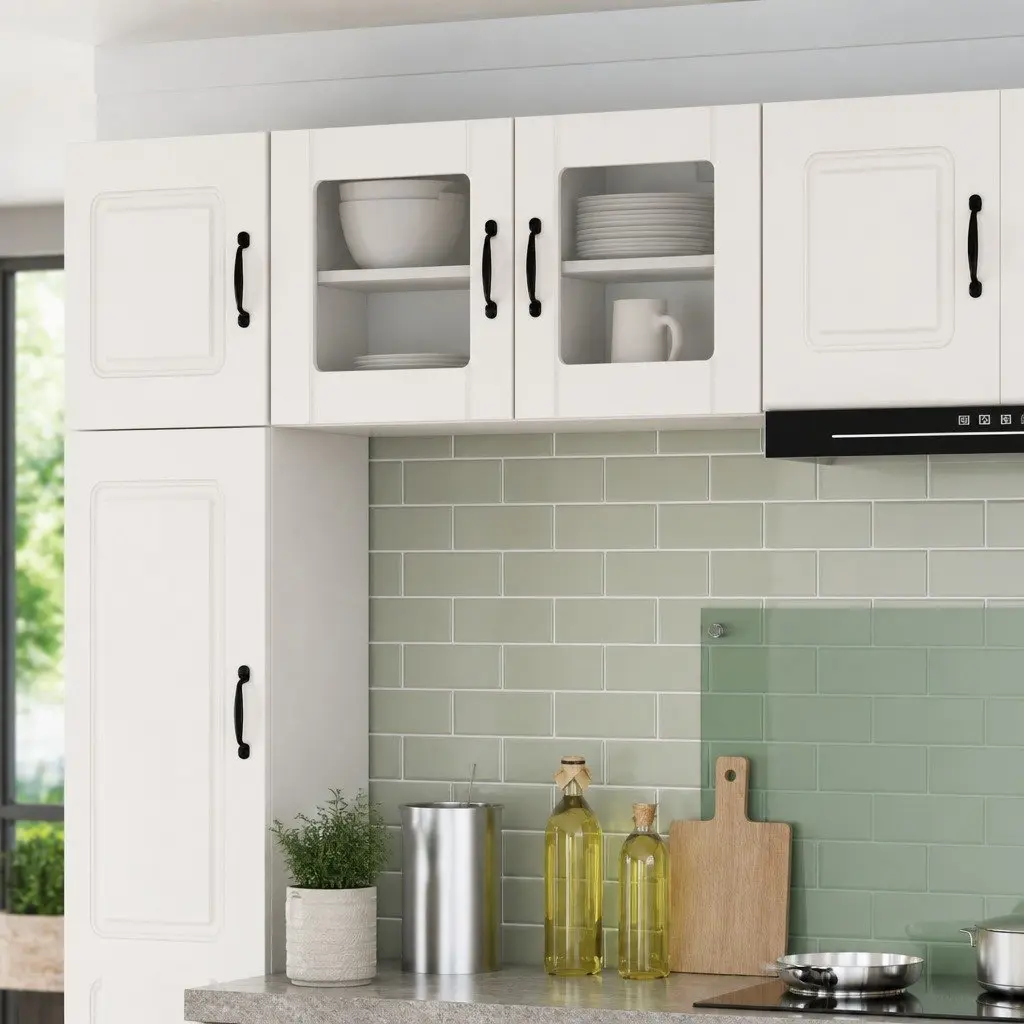 White Glass Cabinet for Kitchen Storage 40 x 31 x 40 cm