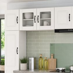 Modern White Glass Cabinet for Kitchen Storage 40 x 31 x 40 cm