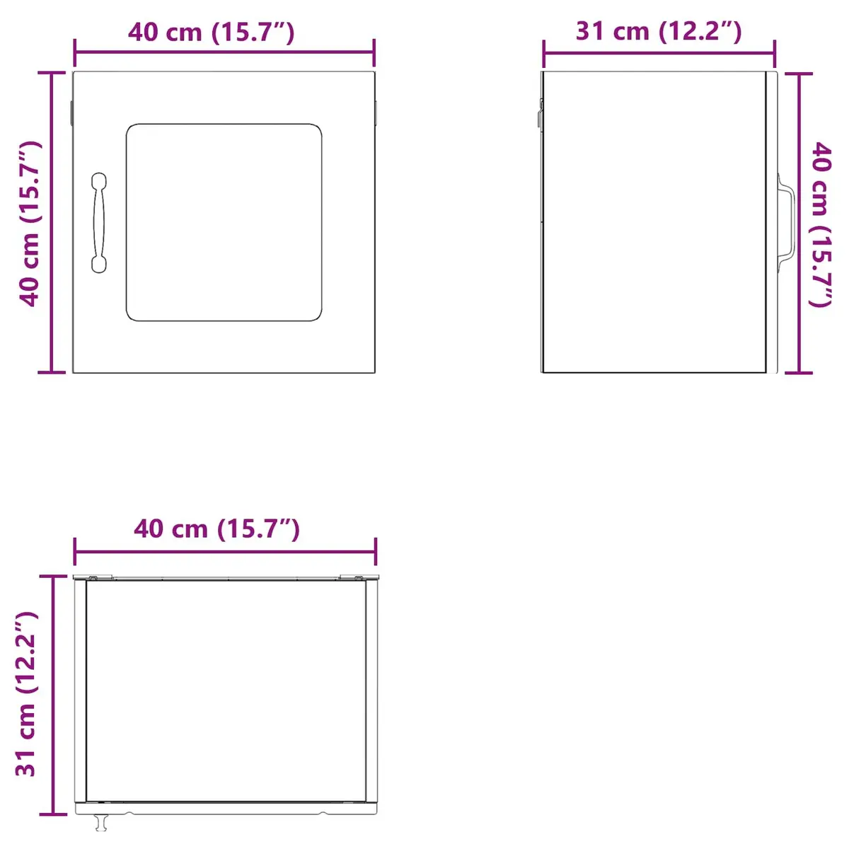 White Glass Cabinet for Kitchen Storage 40 x 31 x 40 cm