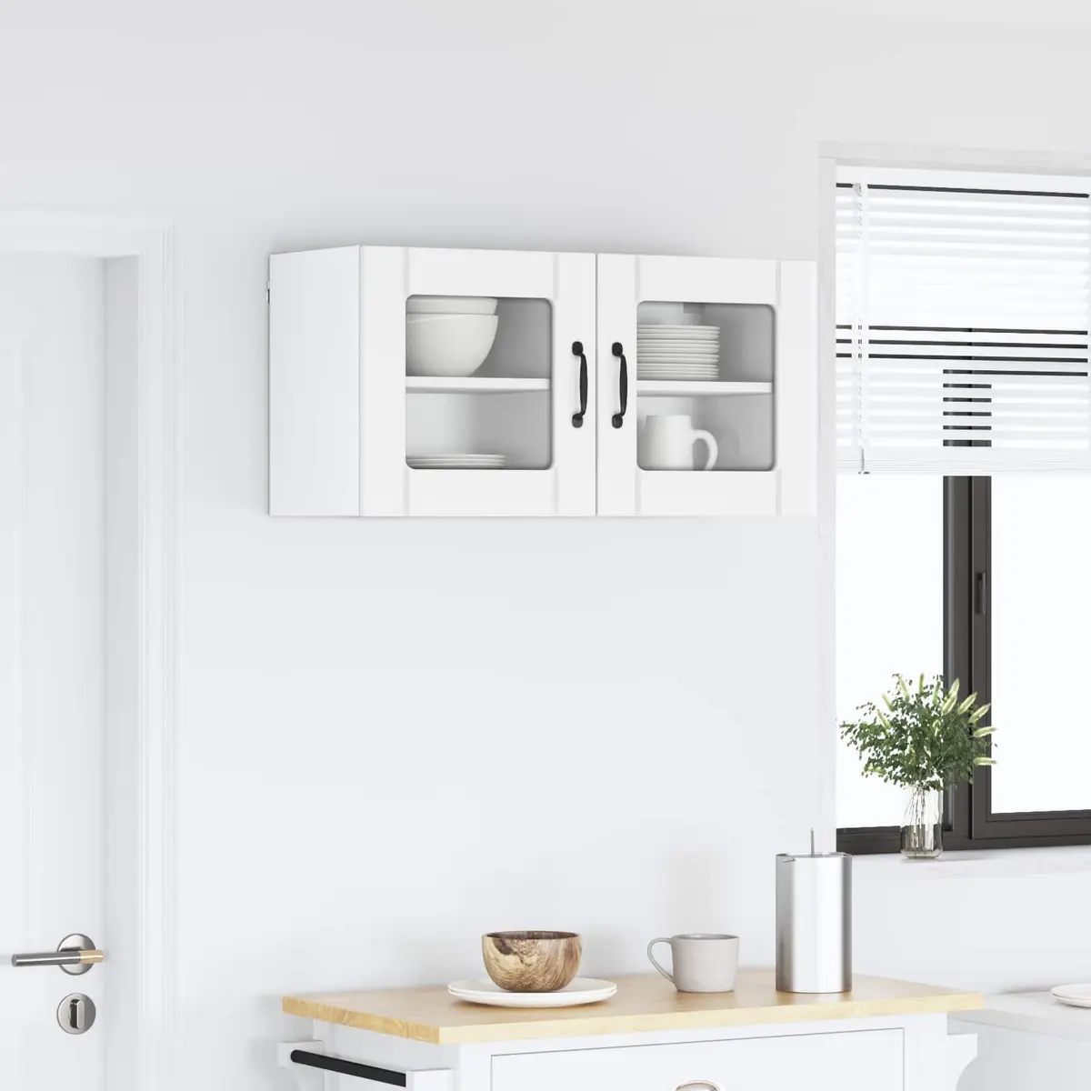 White Glass Cabinet for Kitchen Storage 40 x 31 x 40 cm