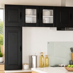 Black Wall Glass Cabinet Set for Modern Living