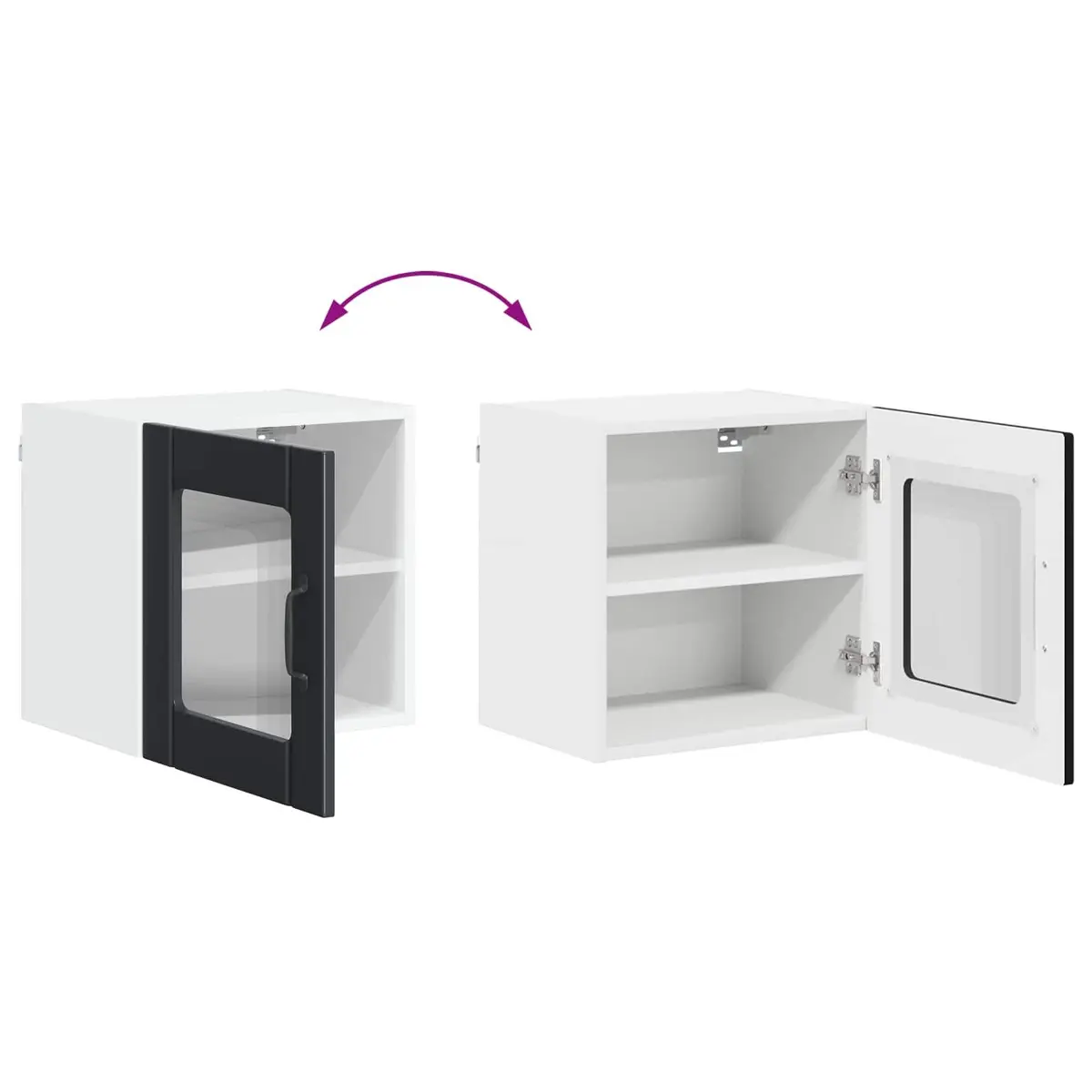 Wall Glass Cabinet 2 Pieces Black Storage Shelving Unit 40 x 31 x 40 cm