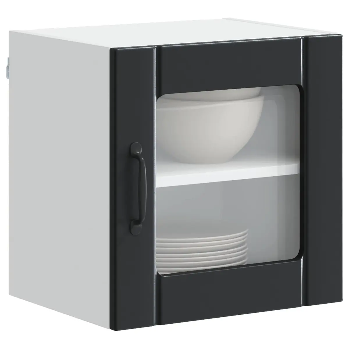 Wall Glass Cabinet 2 Pieces Black Storage Shelving Unit 40 x 31 x 40 cm