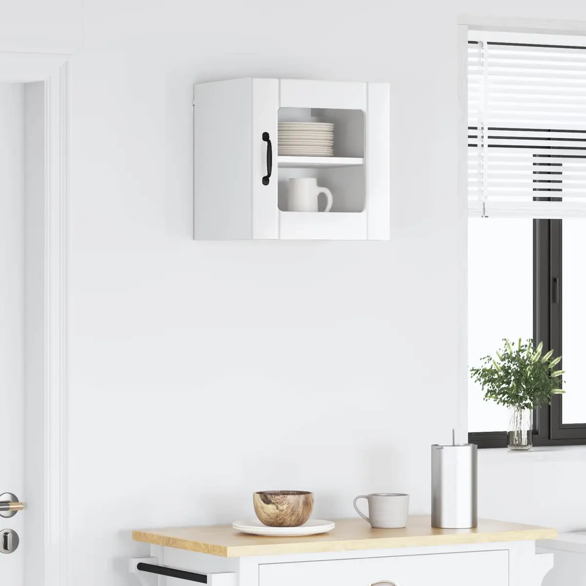 Wall Glass Cabinet High Gloss White 40x31x40cm Engineered Wood