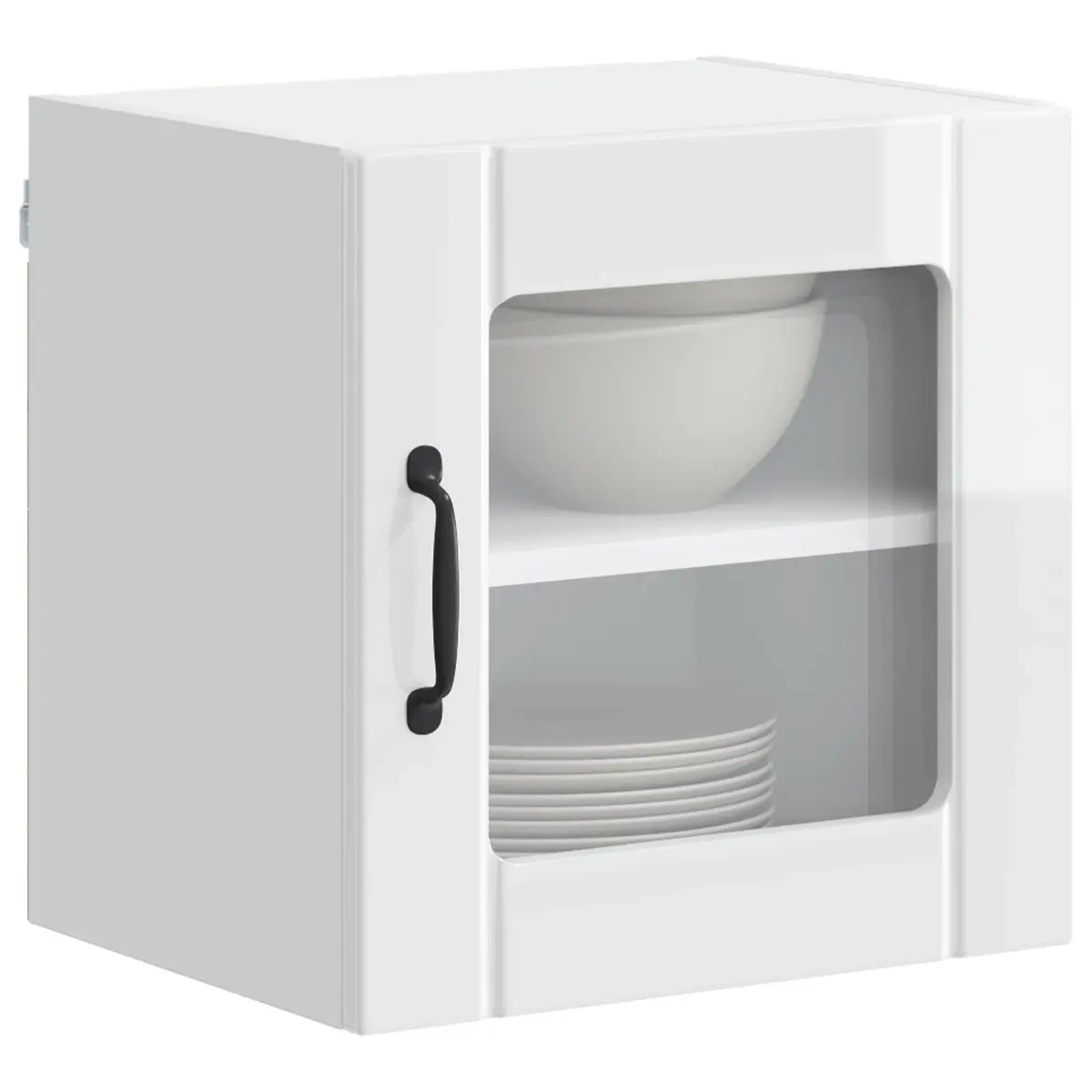 High Gloss White Wall Glass Cabinet for Kitchen Storage