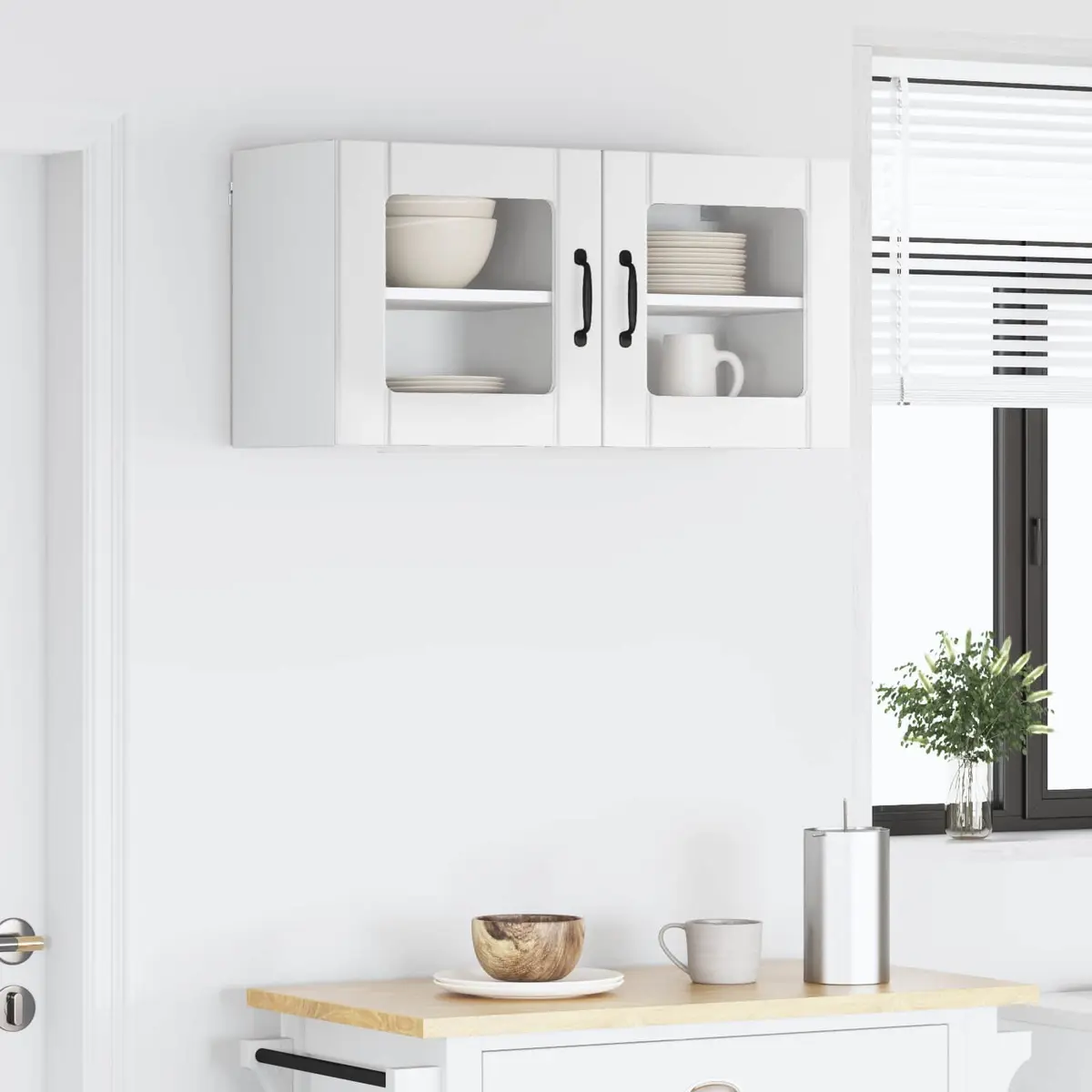 High Gloss White Wall Glass Cabinet for Kitchen Storage