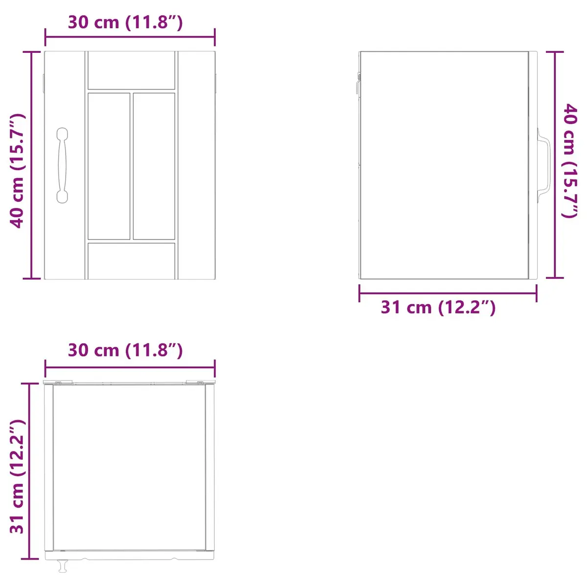 Wall Cabinet Storage Unit White Engineered Wood 30 x 31 x 40 cm