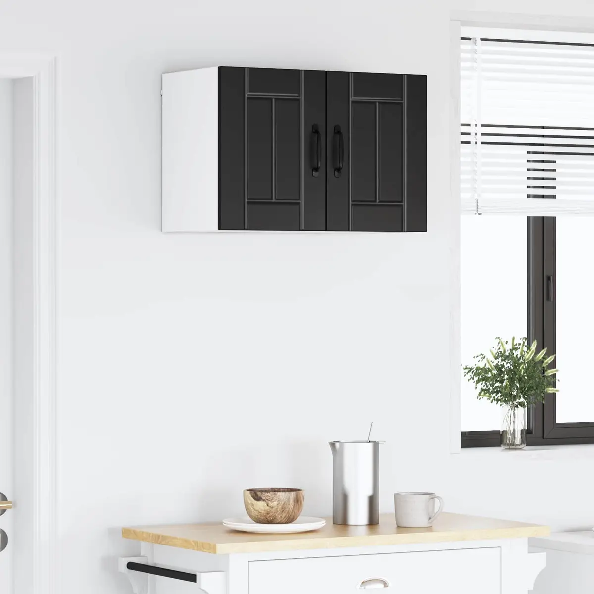 Black Wall Cabinet Storage Unit for Kitchen