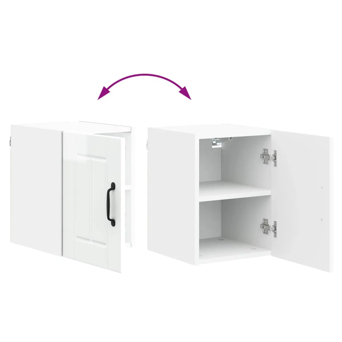 High Gloss White Wall Cabinet Set for Kitchen Storage
