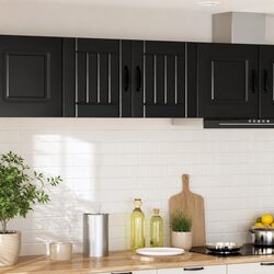 Stylish Black Wall Cabinet for Kitchen Storage