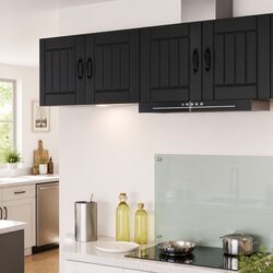 Black Wall Cabinet Set in Engineered Wood for Kitchen