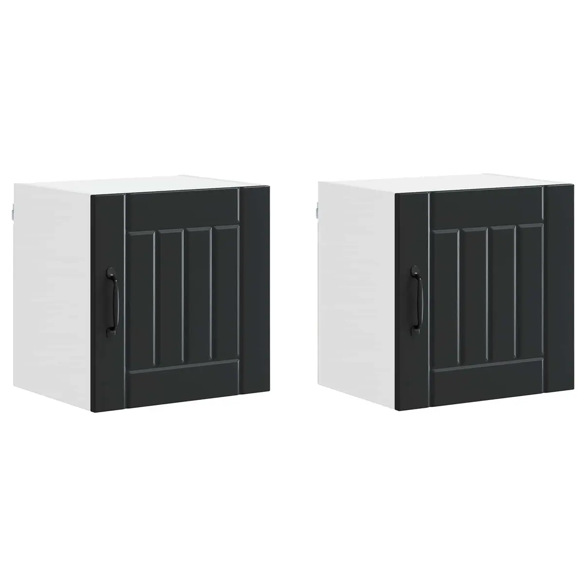 Black Wall Cabinet Set in Engineered Wood for Kitchen