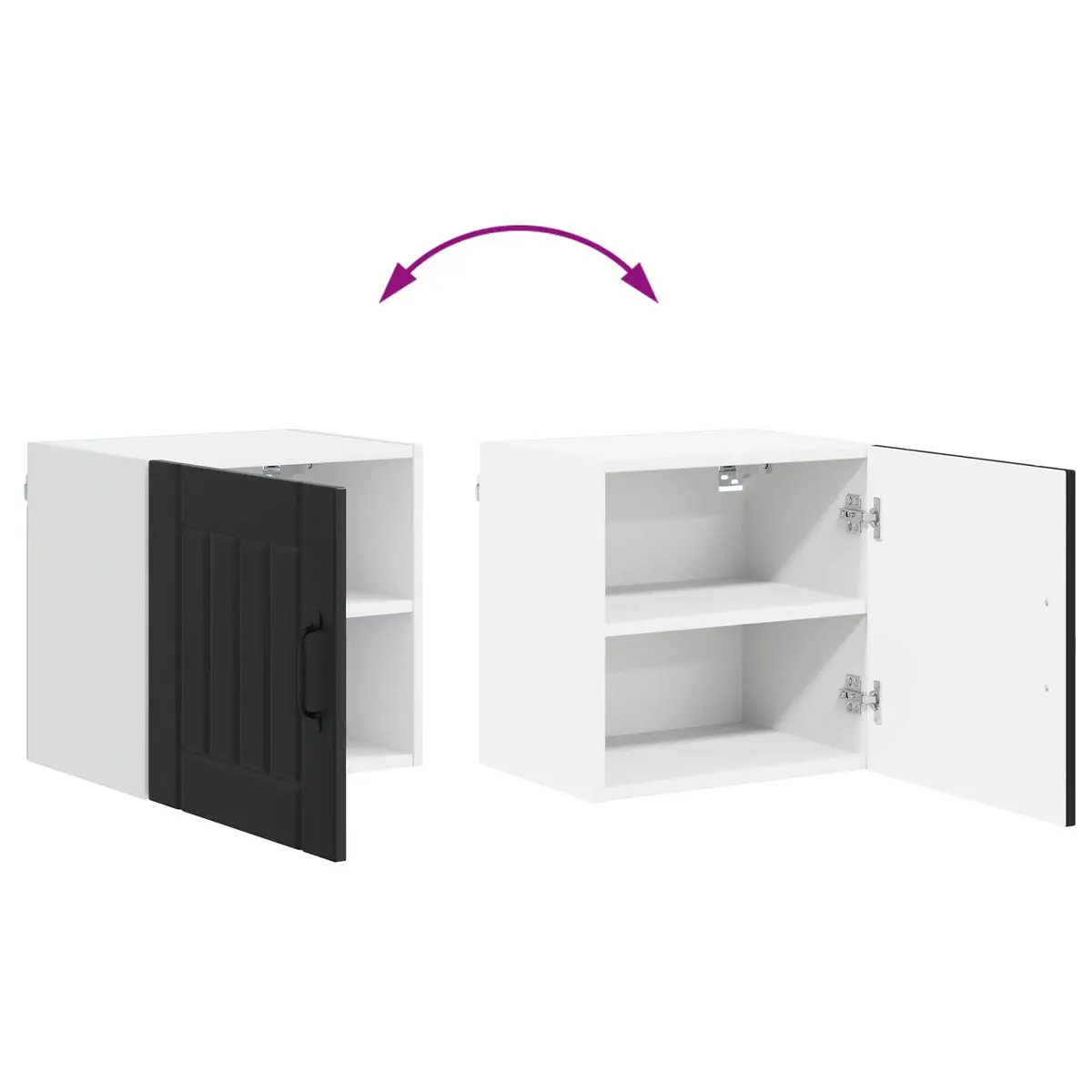 Black Wall Cabinet Set in Engineered Wood for Kitchen