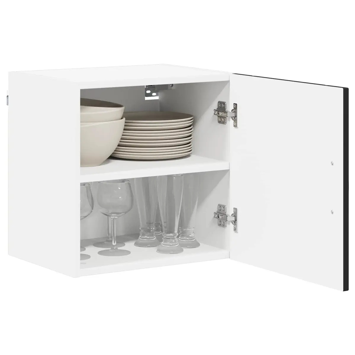 Black Wall Cabinet Set in Engineered Wood for Kitchen