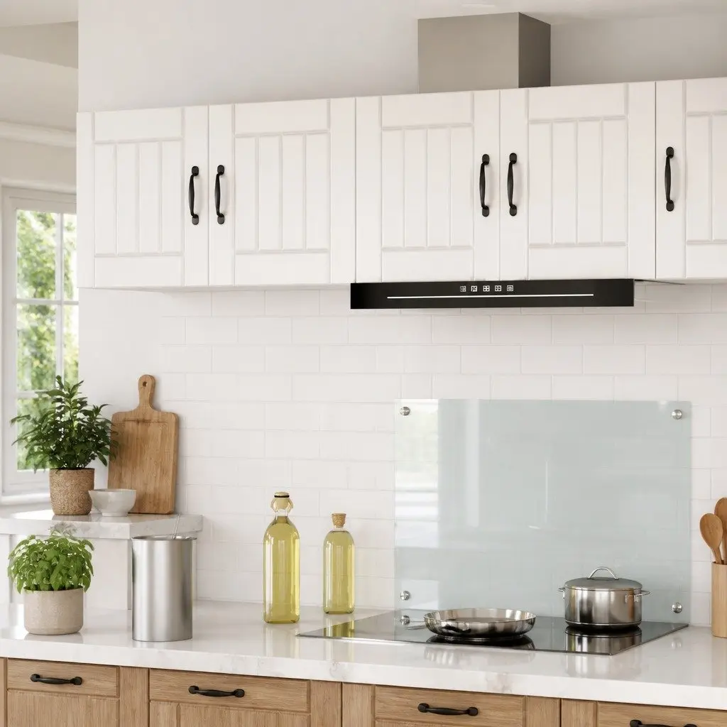 High Gloss White 2-Piece Wall Cabinet Set for Kitchen
