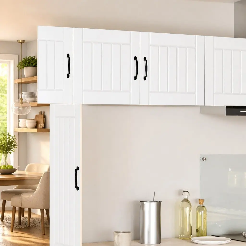 Set of 2 White Engineered Wood Wall Cabinets