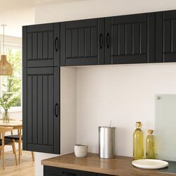 Black Engineered Wood Wall Cabinet for Kitchen Storage