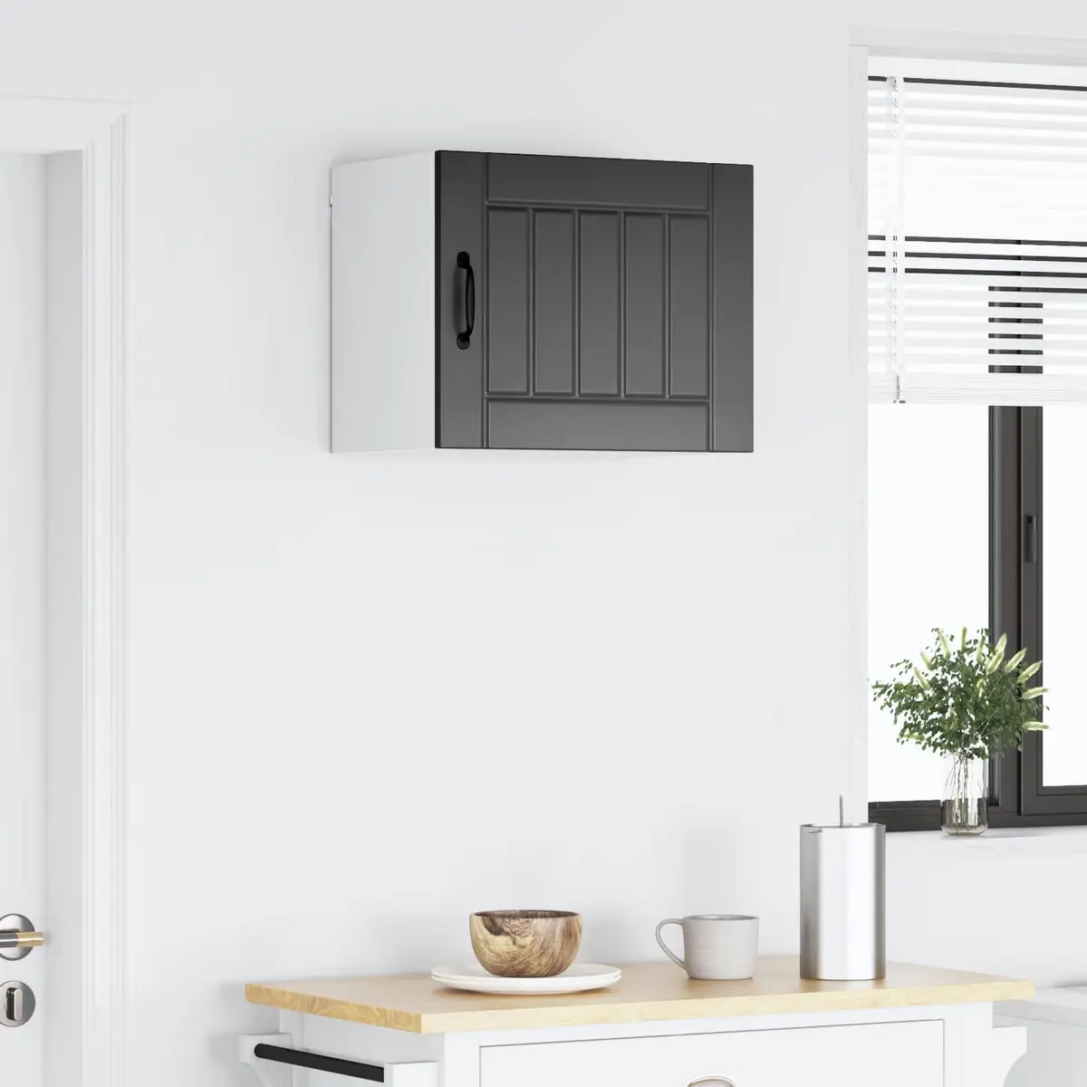 Wall Cabinet Black Engineered Wood Storage Unit 50 x 31 x 40 cm