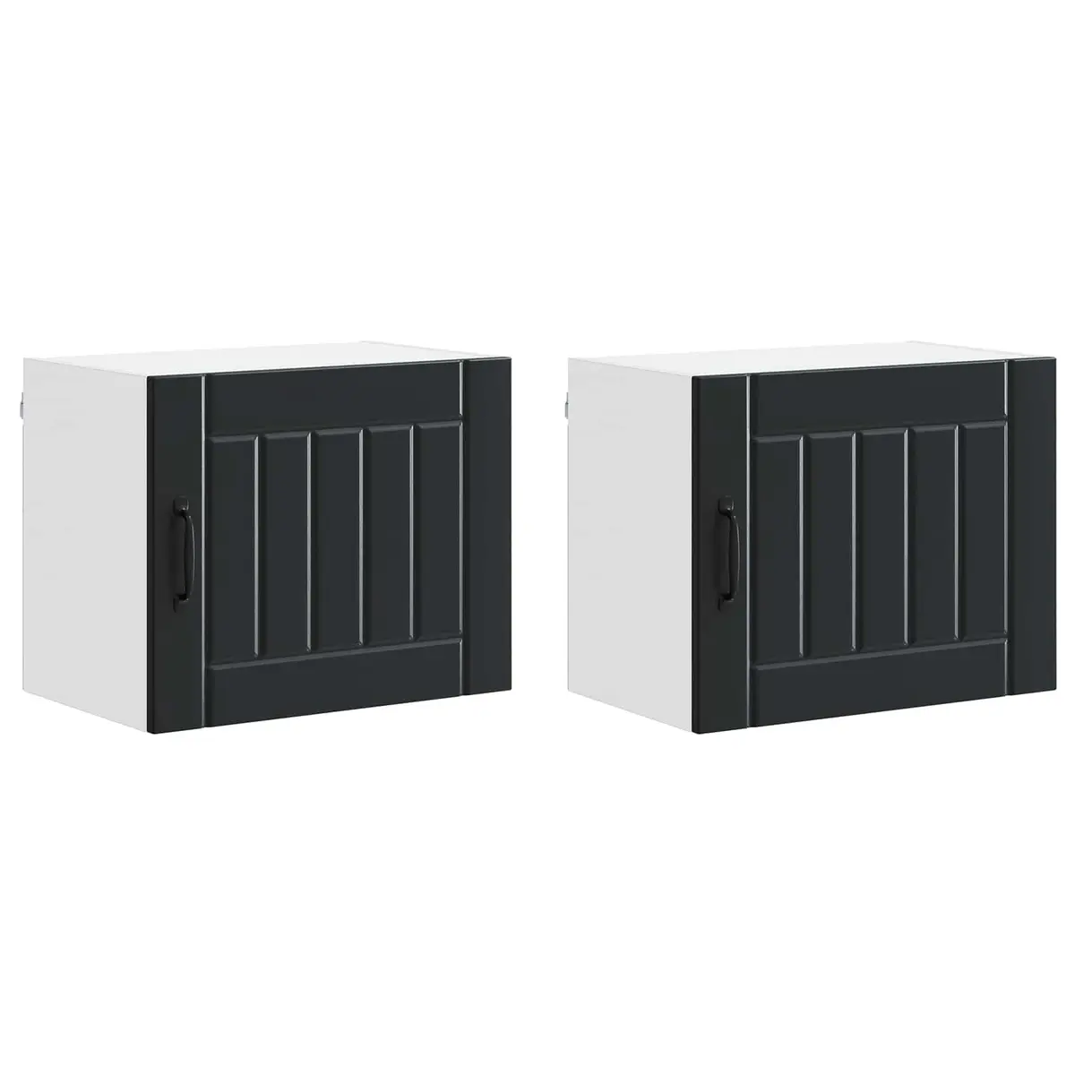 Black Engineered Wood Wall Cabinet Set for Kitchens