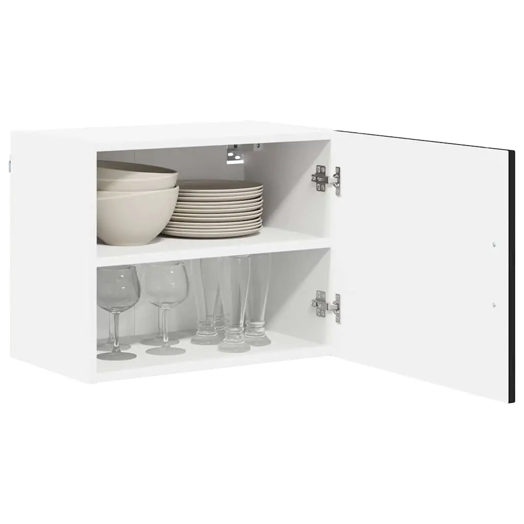 Black Engineered Wood Wall Cabinet Set for Kitchens