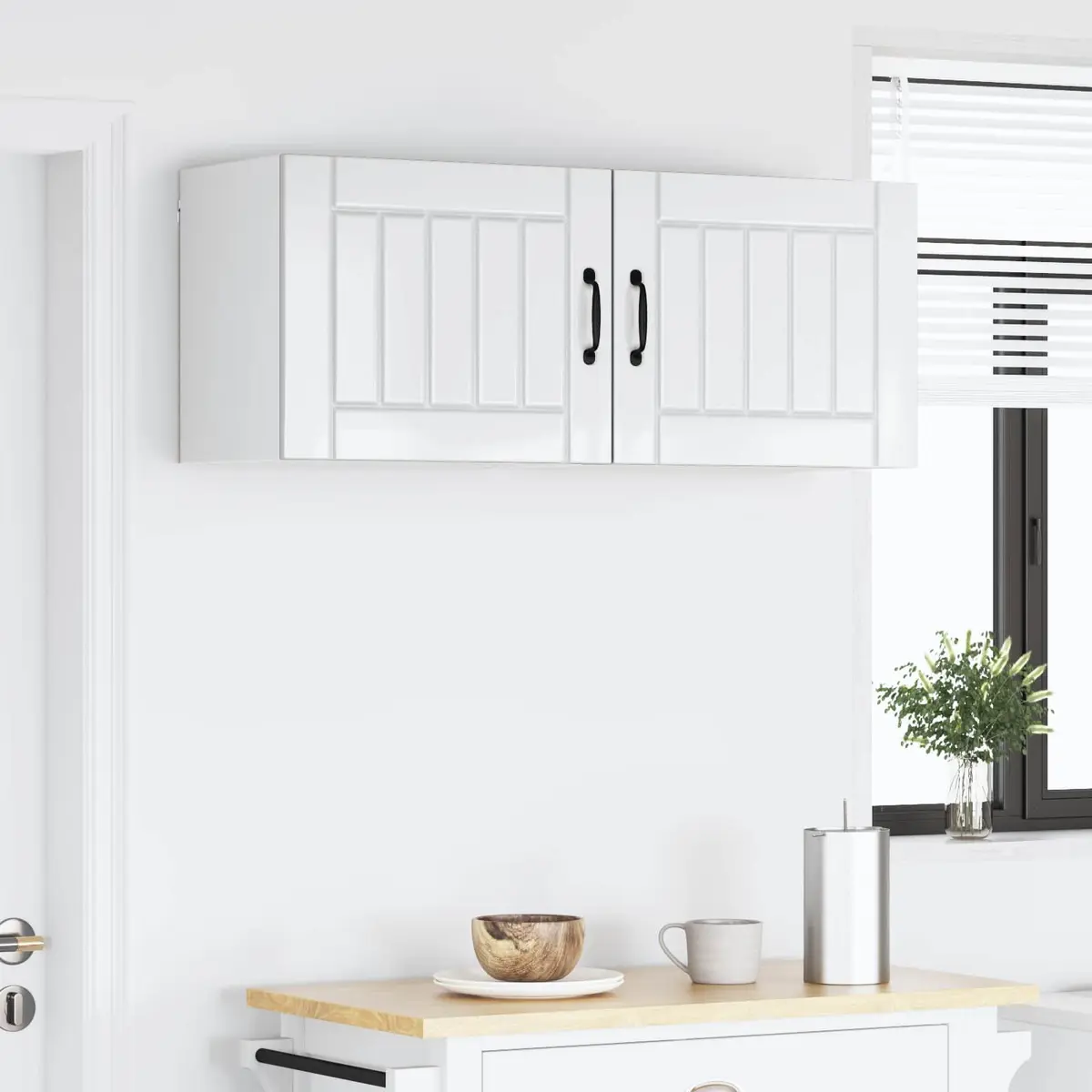 High Gloss White Wall Cabinets for Kitchen Storage