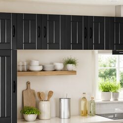 Black Wall Cabinet for Kitchen Storage and Dishwasher Panel