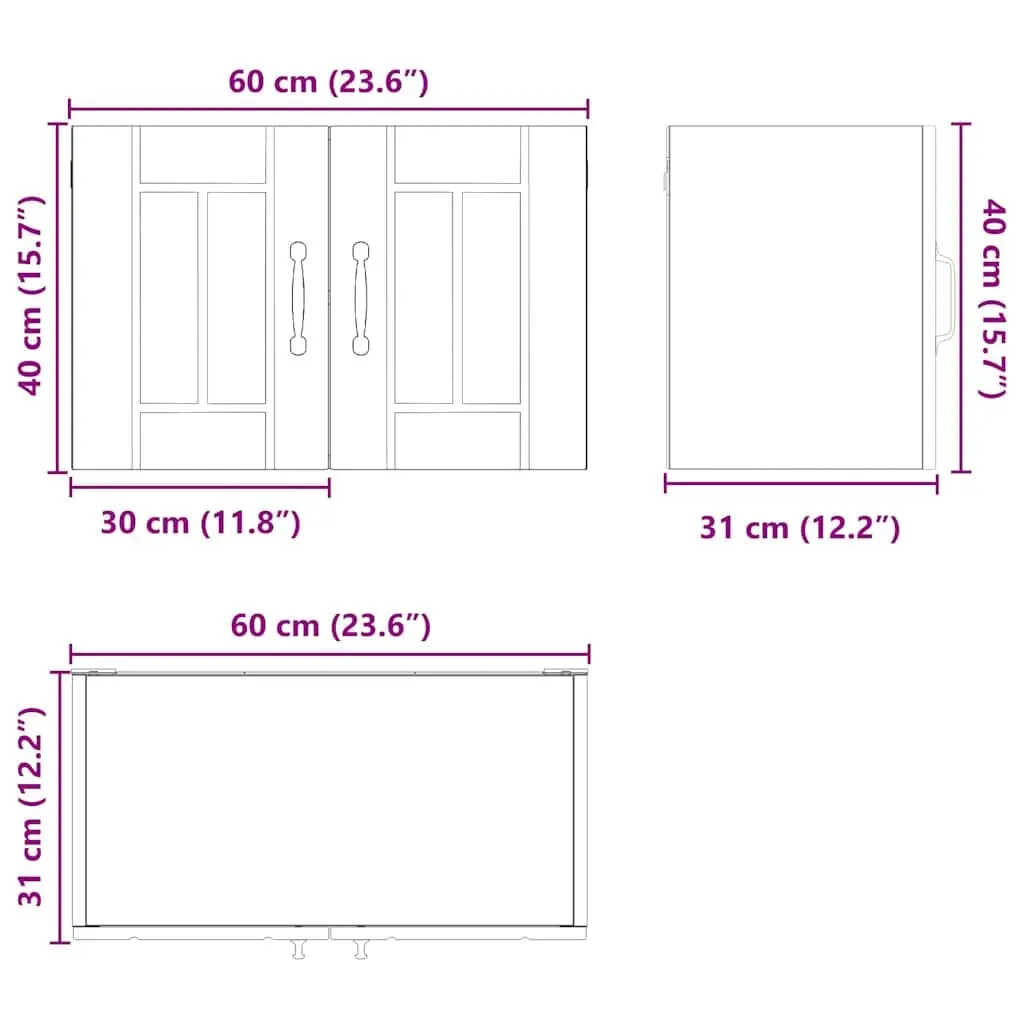 Wall Cabinet High Gloss White 60x31x40cm Engineered Wood