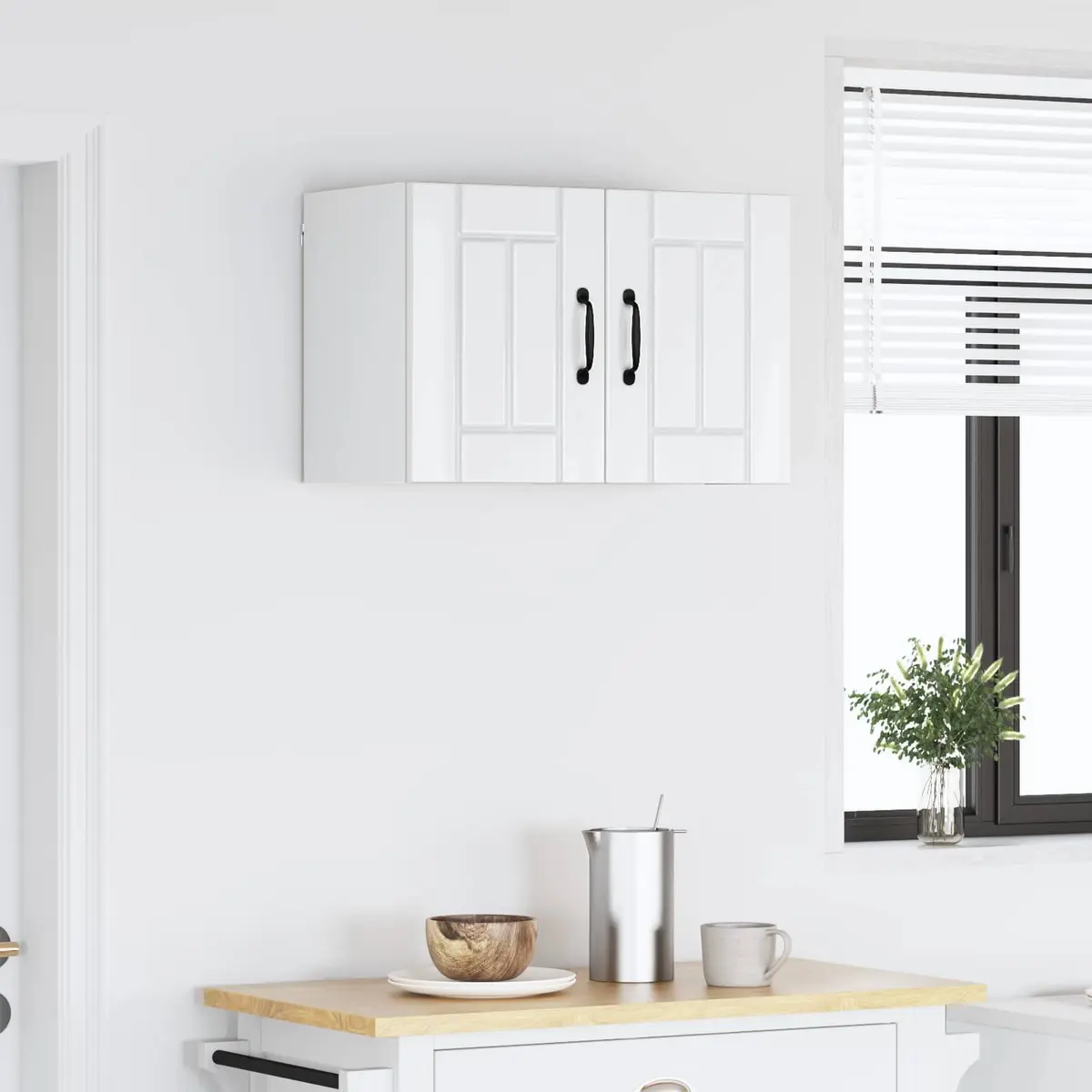 Wall Cabinet High Gloss White 60x31x40cm Engineered Wood