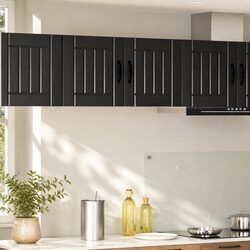 Black Engineered Wood Kitchen Wall Cabinet 80 x 31 x 40 cm