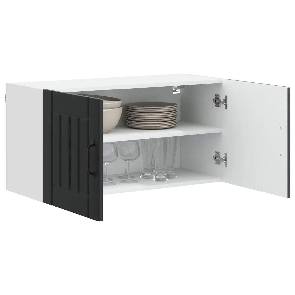 Black Engineered Wood Kitchen Wall Cabinet 80 x 31 x 40 cm