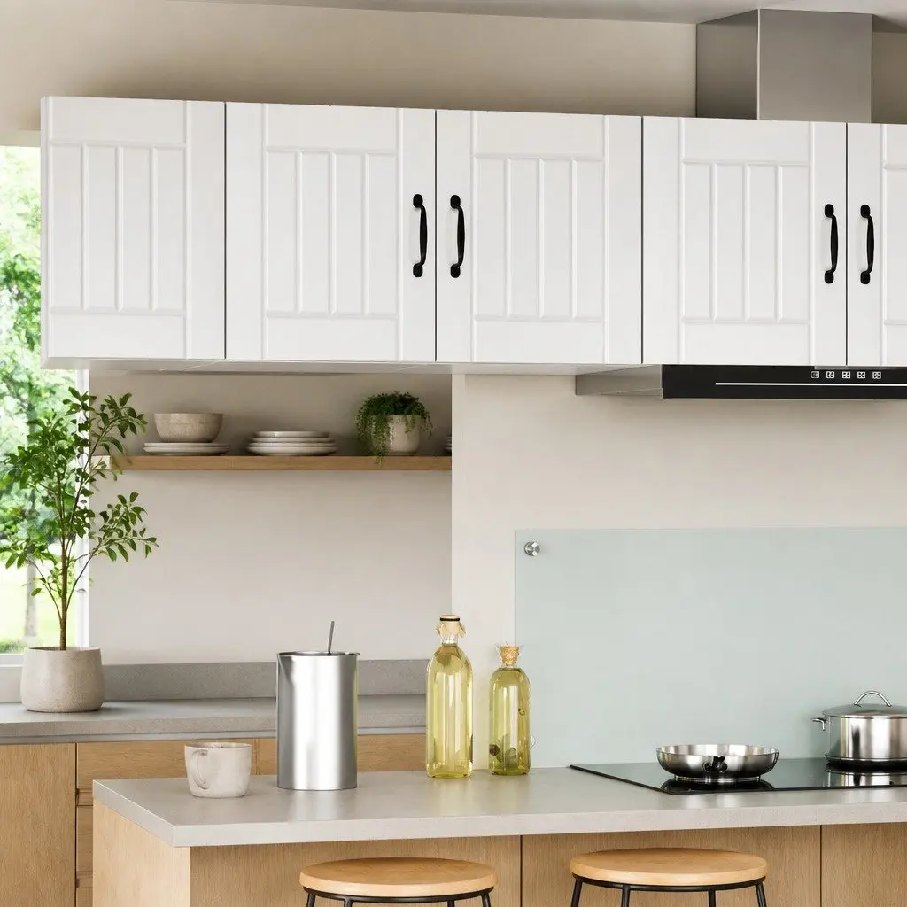 High Gloss White Wall Cabinet with Dishwasher Panel