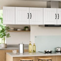 High Gloss White Wall Cabinet with Dishwasher Panel