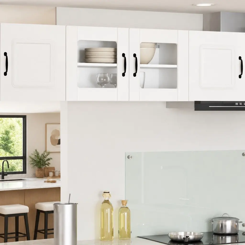 White Wall Glass Cabinet for Kitchen Storage
