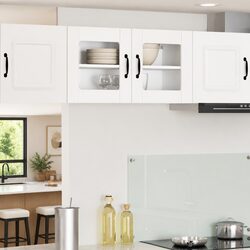Elegant White Wall Glass Cabinet for Kitchen Storage